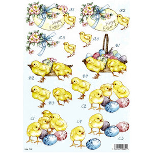 3D742 Die Cut - Chicks with Eggs