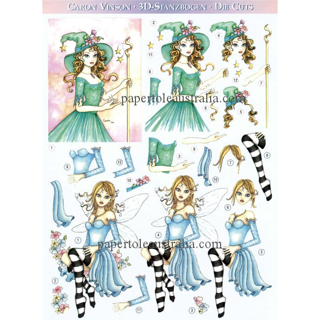 3D83107 Die Cut - Green Witch with Stars