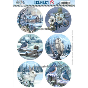 3DCDS10065 Die Cut - Winter Scenes in Circles