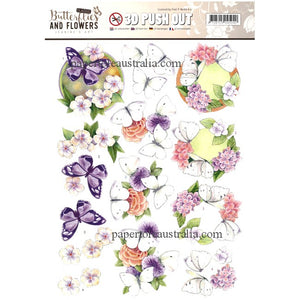 3DSB10219 Die Cut - White Butterflies & Flowers