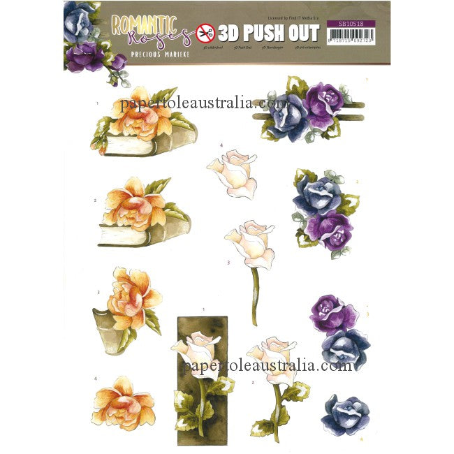 3DSB10518 Die Cut - Romantic Roses - Purple & Cream