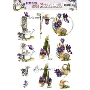 3DSB10532 Die Cut - Beautiful Garden - Tools & Flowers