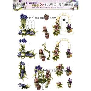 3DSB10533 Die Cut - Beautiful Garden - Flowers, Door & Fence