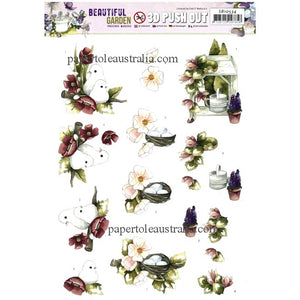 3DSB10534 Die Cut - Beautiful Garden - Pigeon & Flowers