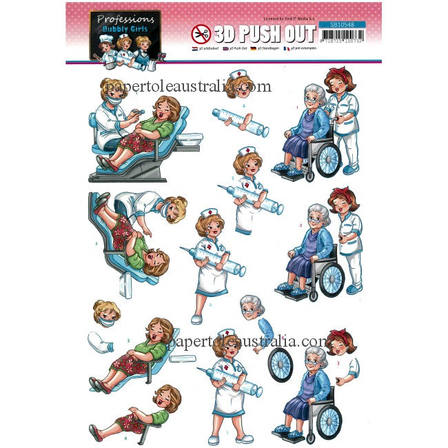 3DSB10548 Die Cut -  Bubbly Girls Professions -  Nurse