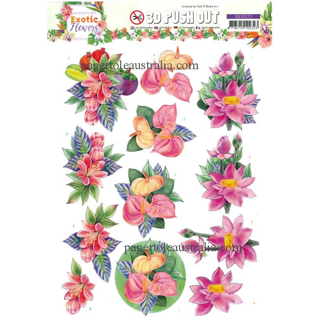 3DSB10571 Die Cut - Exotic Flowers Pink