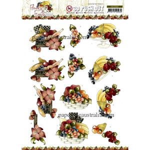 3DSB10587 Die Cut - Flowers & Fruit Basket