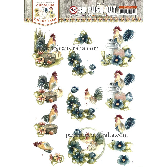 3DSB10614 Die Cut -  On the Farm - Rooster