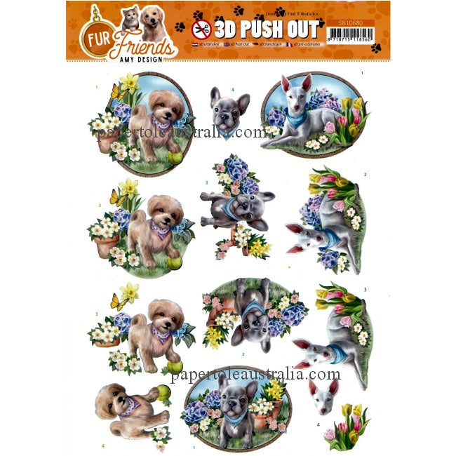3DSB10680 Die Cut - Fur Friends - Dogs in the Garden