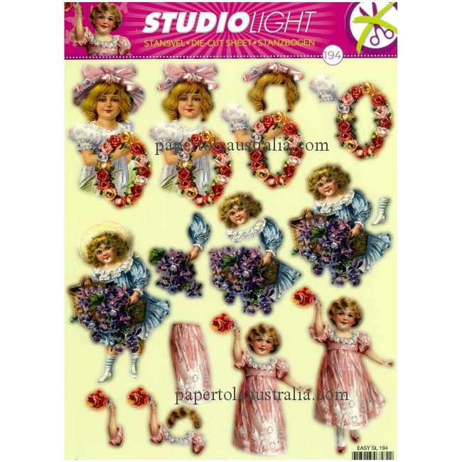 3DSL194 Die Cut - 3 Girls with Flowers