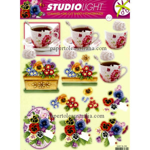 3DSL255 Die Cut - Cup of Tea with Flowers