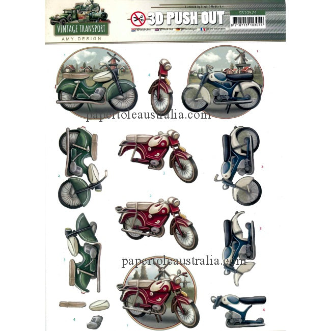3DSB10574 Die Cut - Vintage Transport - Moped Bike
