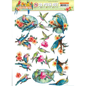 3DSB10621 Die Cut - Colourful Feathers - Hummingbird