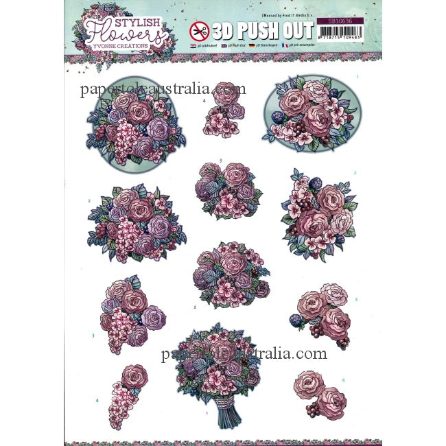 3DSB10636  Die Cut - Stylish Flowers - Sweet Bouquet