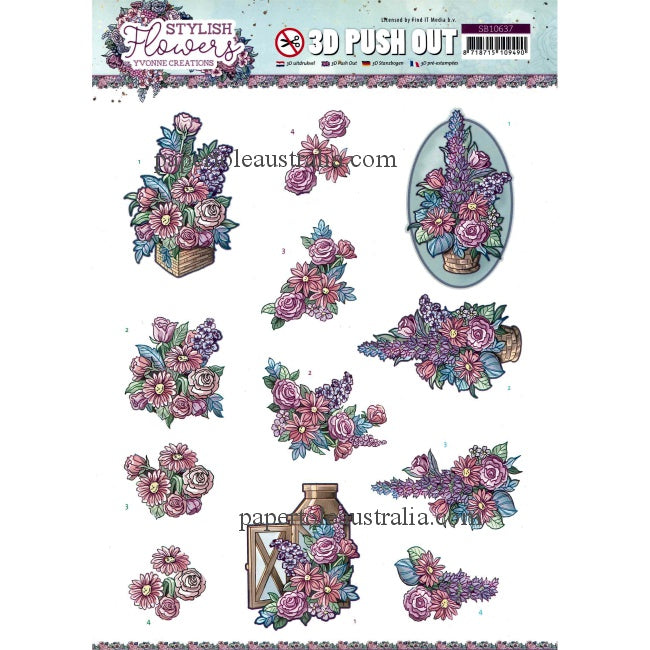 3DSB10637  Die Cut - Stylish Flowers - Floral Arrangements