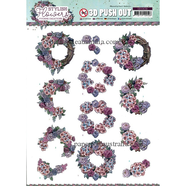3DSB10638  Die Cut - Stylish Flowers - Floral Wreaths