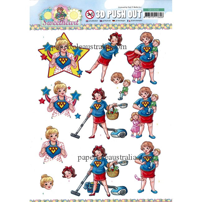 3DSB10646  Die Cut - Bubbly Girls - Super Mum