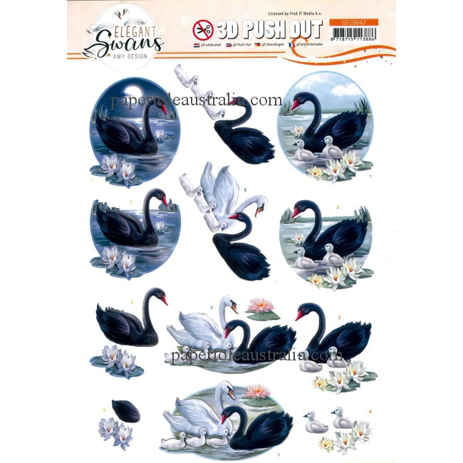 3DSB10647 Die Cut - Black Swans