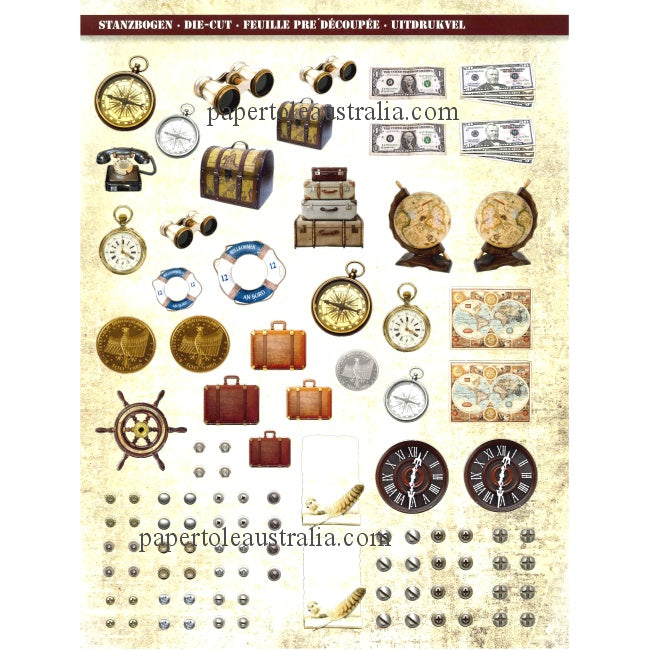 89084 Die Cut - Topper Male Themes Travel, Time