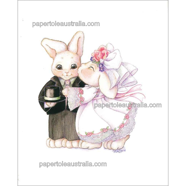 PT3360 Bunny Bride and Groom (small) - Papertole Print