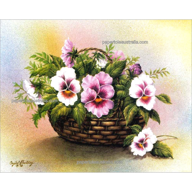 PT3272 Lavender Pansies in a Basket (medium) - Papertole Print