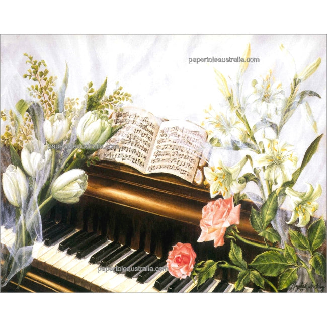PT4113 Piano with Flowers (medium) - Papertole Print