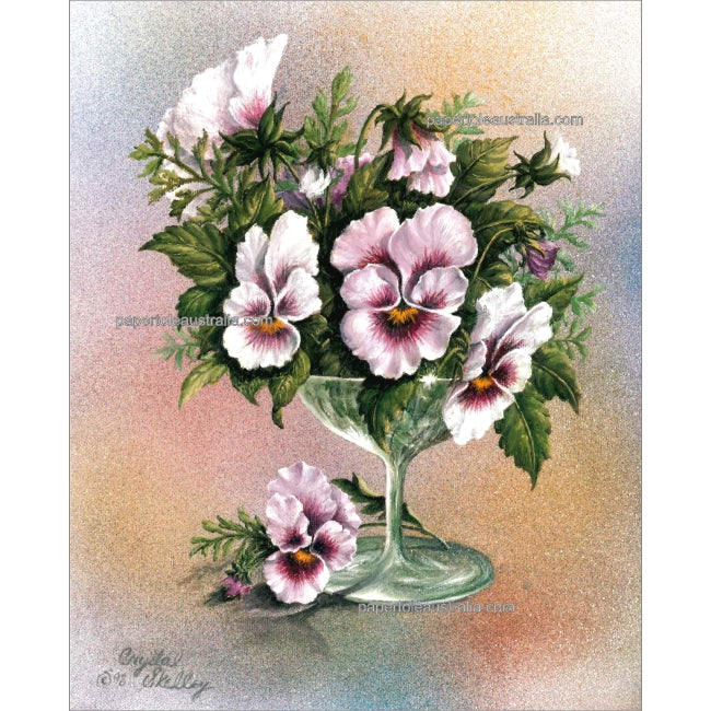 PT3199 Lavender Pansies in Goblet (medium) - Papertole Print