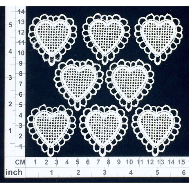 LM013 Set of 8 White Lace Hearts