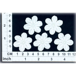 LM017 Set of 5 White Lace Flowers with Pearl