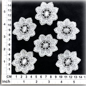 LM019 Set of 6 White Lace Flowers