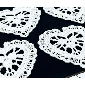 LM003 Set of 5 White Lace Hearts