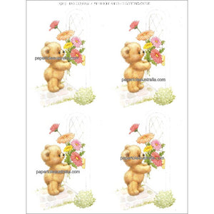 PT5103 Teddy with Flowers Papertole Print