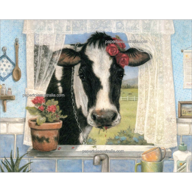 PT3659 Cow at Window (medium) - Papertole Print