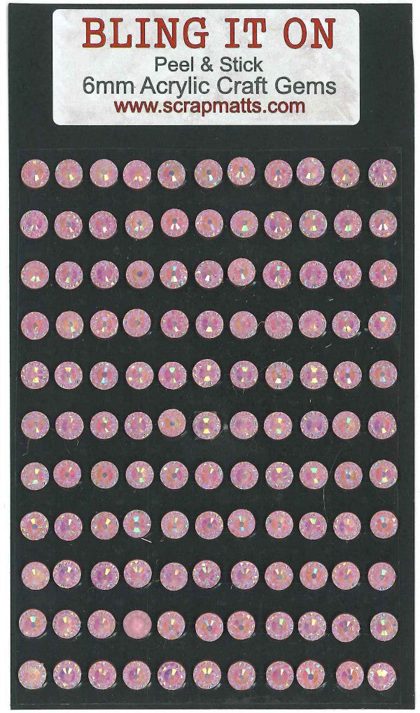 6mm Pale Pink Acrylic Craft Gems
