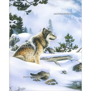 PT5357 Wolf in Snow (medium) - Papertole Print