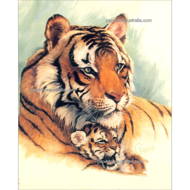 PT103 Brown Tiger and Cub (small) - Papertole Print