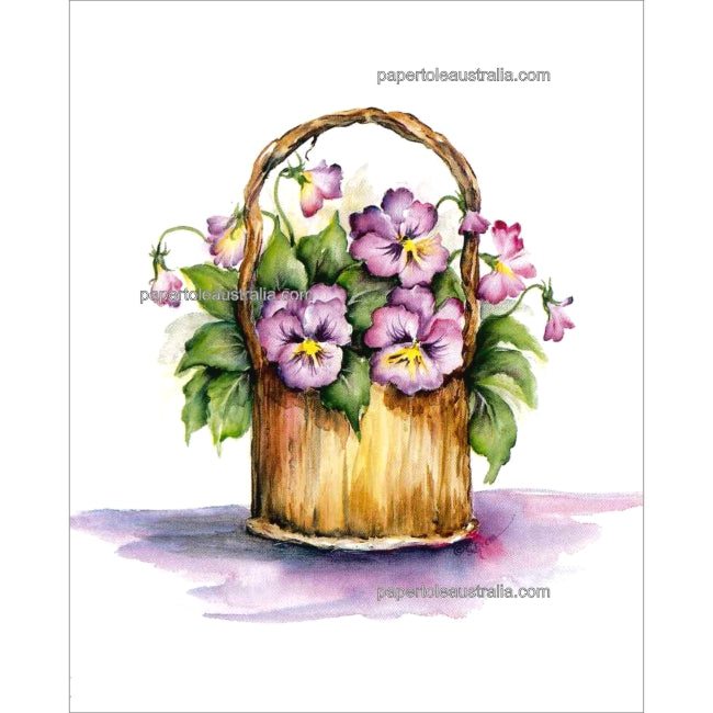 PT3420 Pansies Lilac in a Basket (small) - Papertole Print