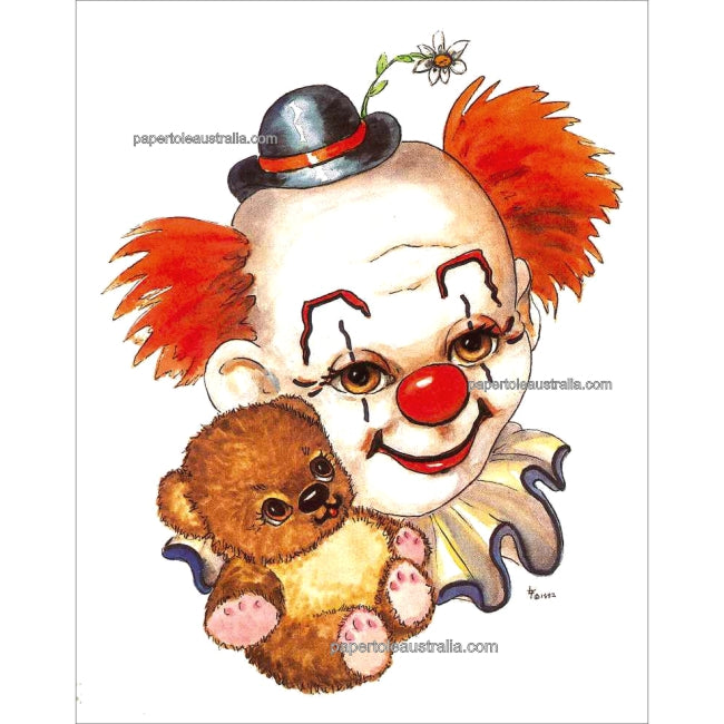 PT3206 Clown with Teddy (small) - Papertole Print