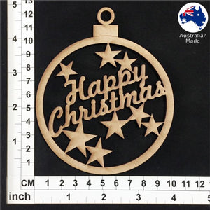 WS1011 Bauble with Happy Christmas & Stars
