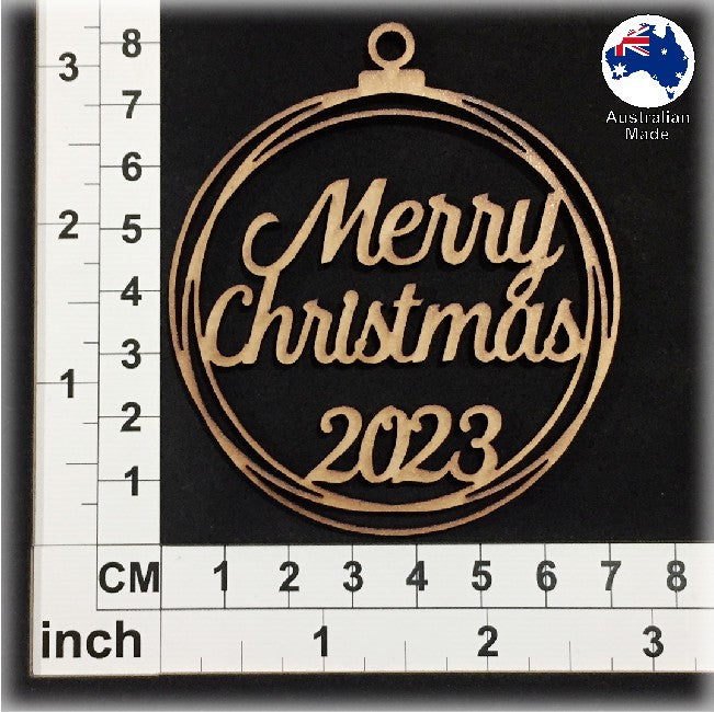 WS1020 Merry Christmas Bauble 01 - Plain with 2023