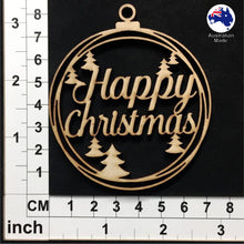 Load image into Gallery viewer, WS1029 Happy Christmas Bauble 01 - With Trees
