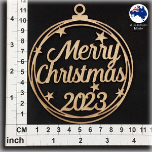 WS1032 Merry Christmas Bauble 01 - With Stars & 2023