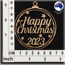 Load image into Gallery viewer, WS1034 Happy Christmas Bauble 01 - With Stars &amp; 2023
