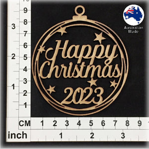 WS1034 Happy Christmas Bauble 01 - With Stars & 2023