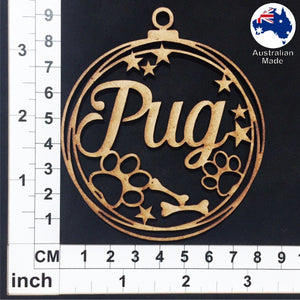 PS3005 Dog Bauble 01 with Stars & Custom Name