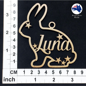 PS3008 Rabbit Bauble 01 with Stars & Custom Name