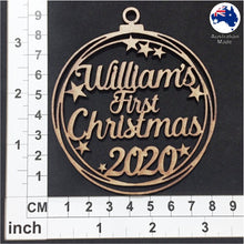 Load image into Gallery viewer, PS3009 First Christmas Bauble 01 with Stars or Circles &amp; Custom Name with Year

