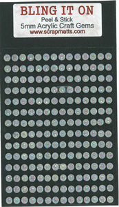 5mm White Sparkle Acrylic Craft Gems